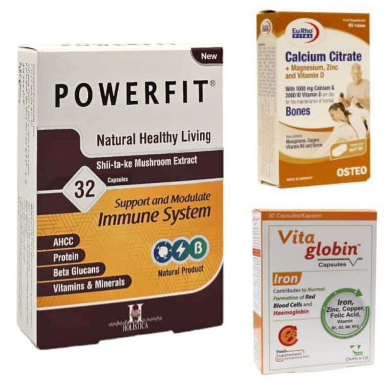 پک پاورفیت هولیستیکا و کلسیم سیترات یوروویتال و آهن ویتاگلوبین ویتان