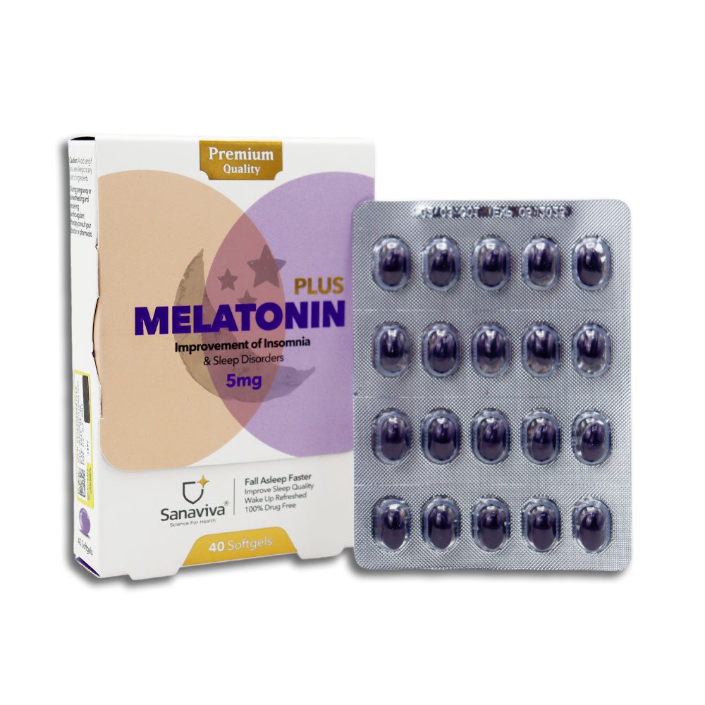 سافت ژل ملاتونین پلاس 5 میلی گرم ساناویوا 40 عدد