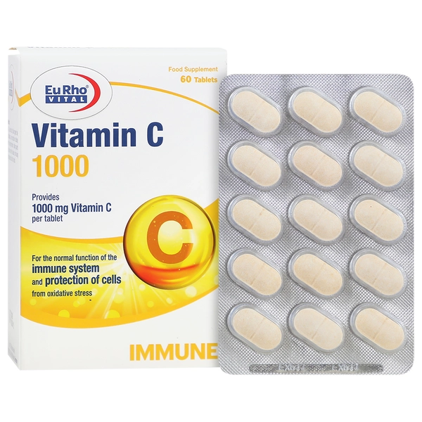قرص ویتامین سی 1000 یورویتال بسته 60 عدد