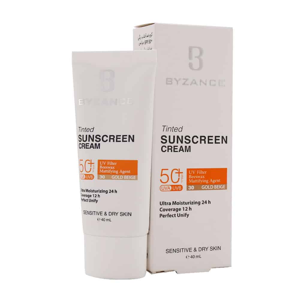 کرم ضد آفتاب رنگی SPF50 پوست خشک بیزانس 40 میلی لیتر