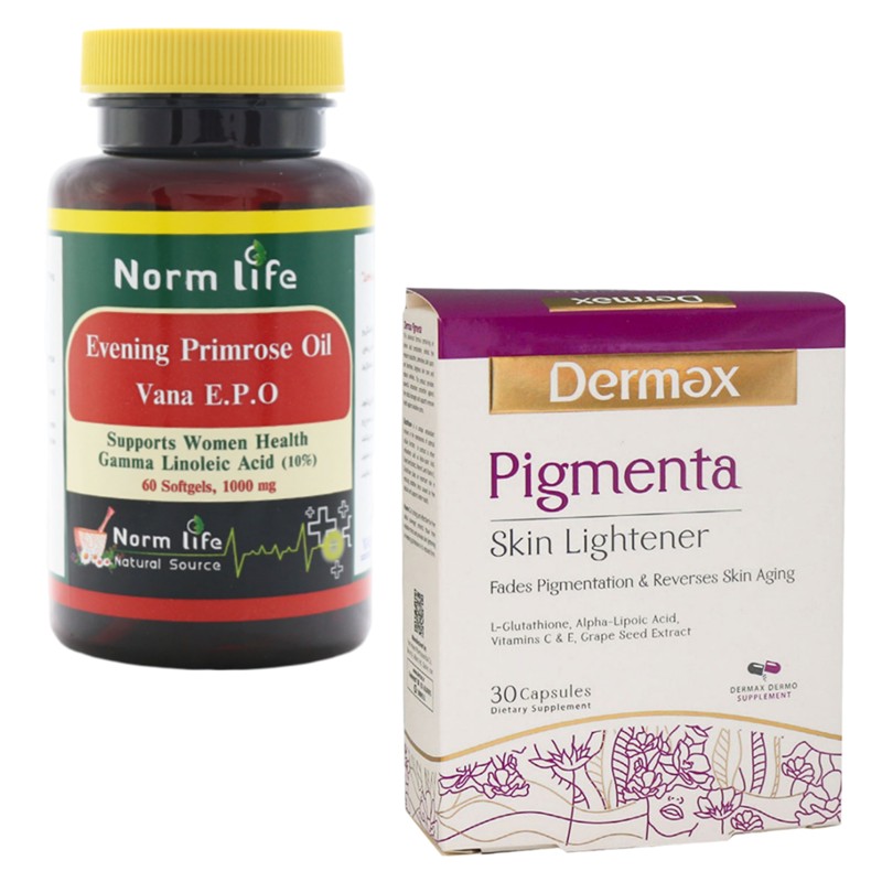 پک سافت ژل روغن گل مغربی نورم لایف و کپسول پیگمنتا درمکس