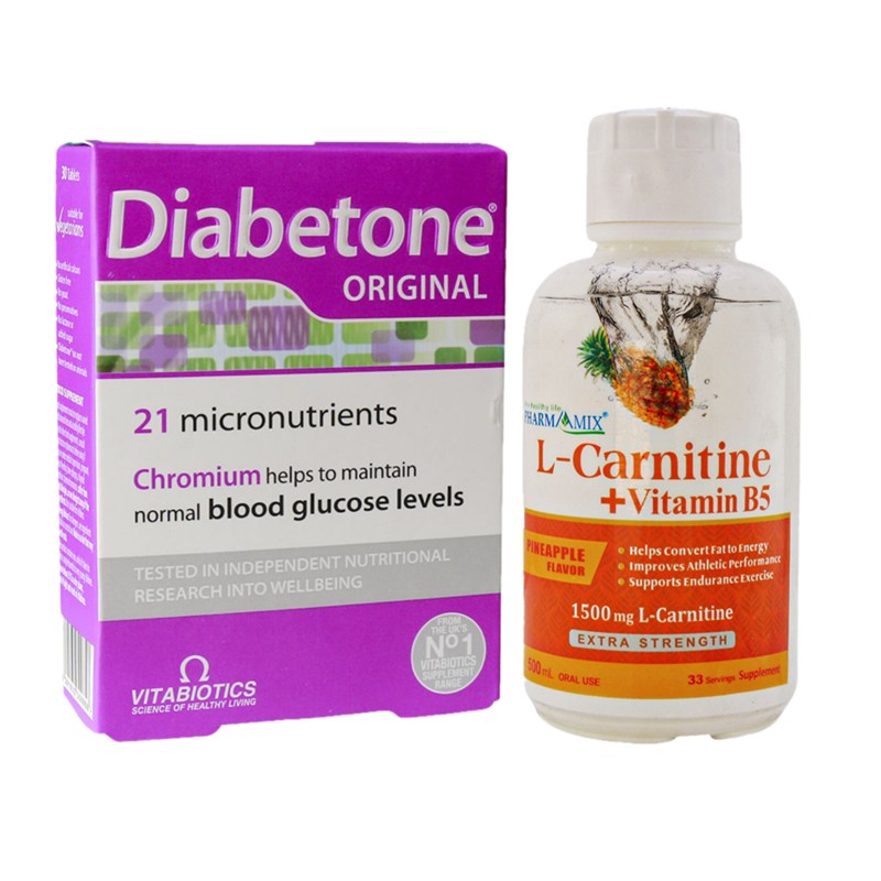 پک قرص دیابتون ویتابیوتیکس و محلول ال کارنیتین و ویتامین ب5 فارما میکس