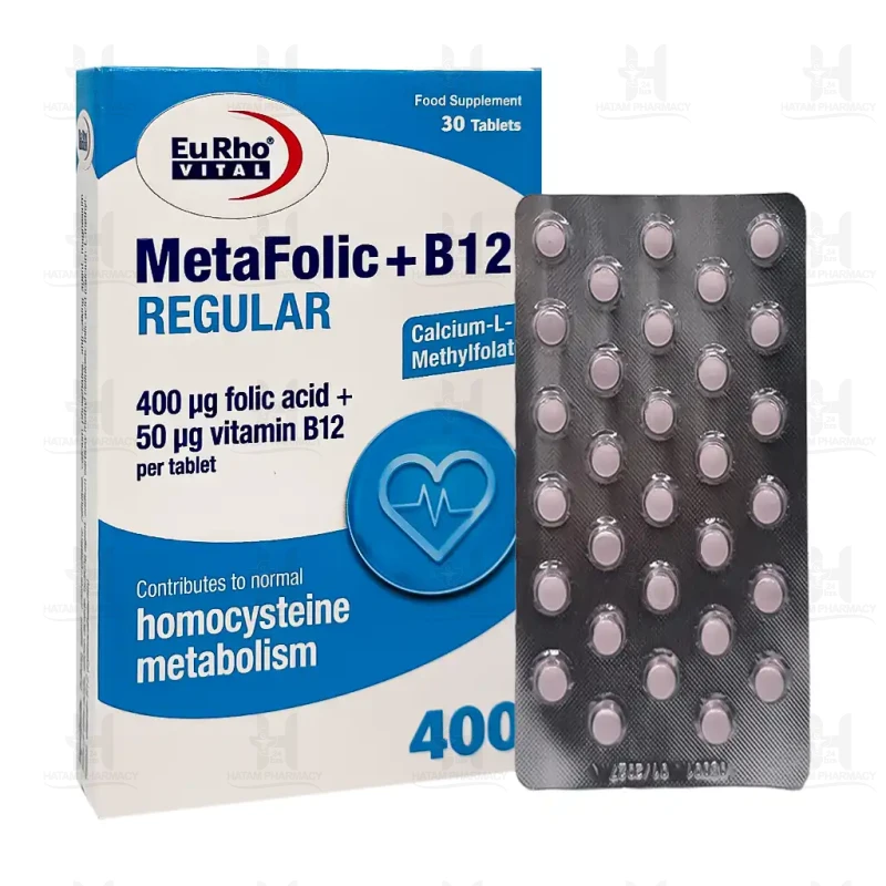 قرص متافولیک پلاس ب12 رگولار یوروویتال 30 عدد