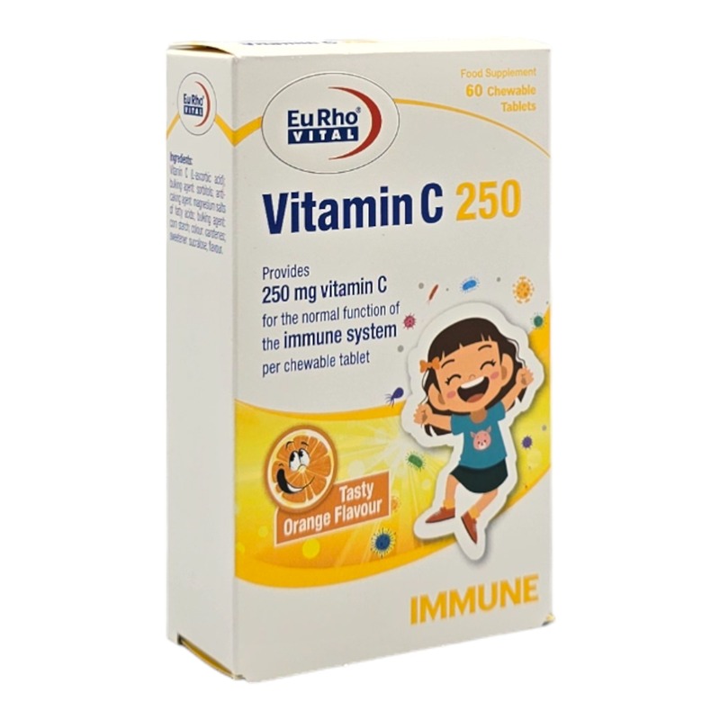 قرص جویدنی ویتامین سی 250 میلی گرم یوروویتال 60 عدد