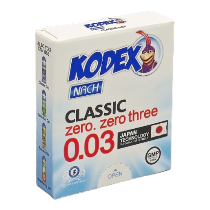 کاندوم کلاسیک 0.03 کدکس مدل فوق العاده نازک 3 عددی